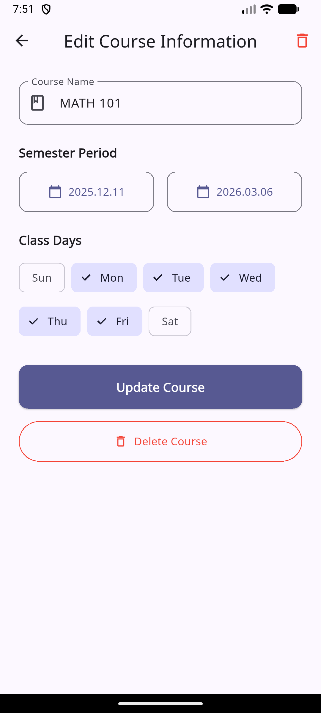 AttenQR student attendance history
